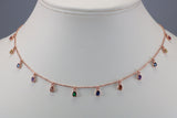 Multi Coloured C Z Necklace set in Sterling Silver
