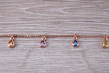 Multi Coloured C Z Necklace set in Sterling Silver
