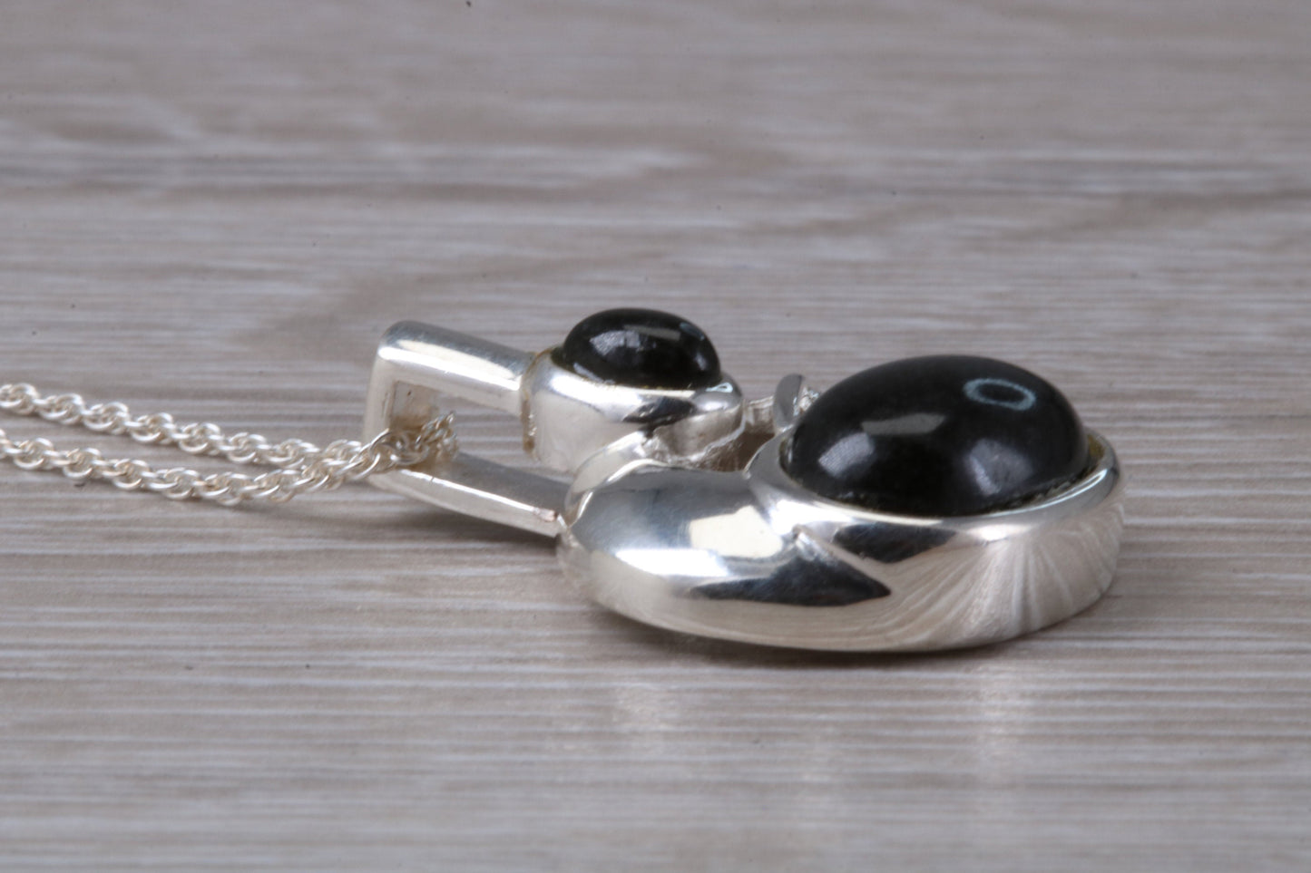Real Black Jade Necklace set in Sterling Silver