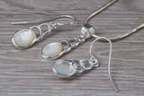 Mother of Pearl Dropper Earrings and Matching Necklace