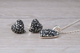Love heart Stud Earrings with Matching Necklace