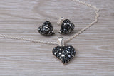 Love heart Stud Earrings with Matching Necklace