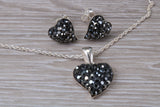 Love heart Stud Earrings with Matching Necklace