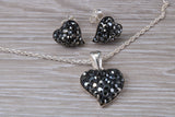 Love heart Stud Earrings with Matching Necklace