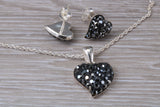 Love heart Stud Earrings with Matching Necklace