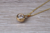 9ct Gold C Z set Solitaire Necklace