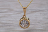 9ct Gold C Z set Solitaire Necklace