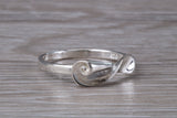 Scroll design ring, solid silver with high polished finish, very dainty and suitable for all ages