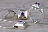 Real Amethyst Ring, Earrings and Necklace