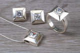 Real White Topaz Ring, Earrings and Necklace