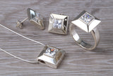Real White Topaz Ring, Earrings and Necklace