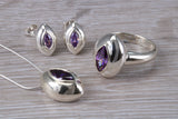 Real Amethyst Ring, Earrings and Necklace