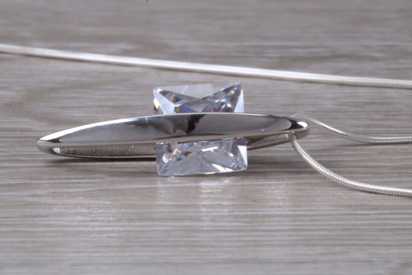 Sterling Silver C Z set Solitaire Necklace