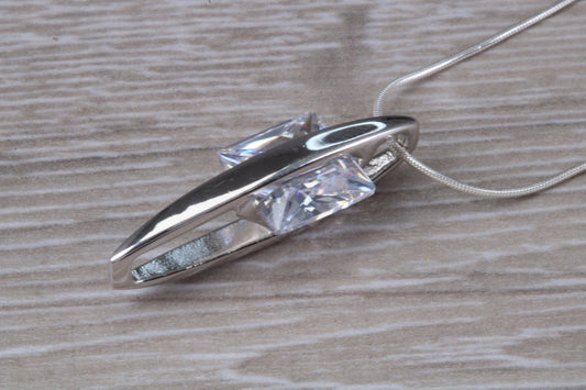 Sterling Silver C Z set Solitaire Necklace