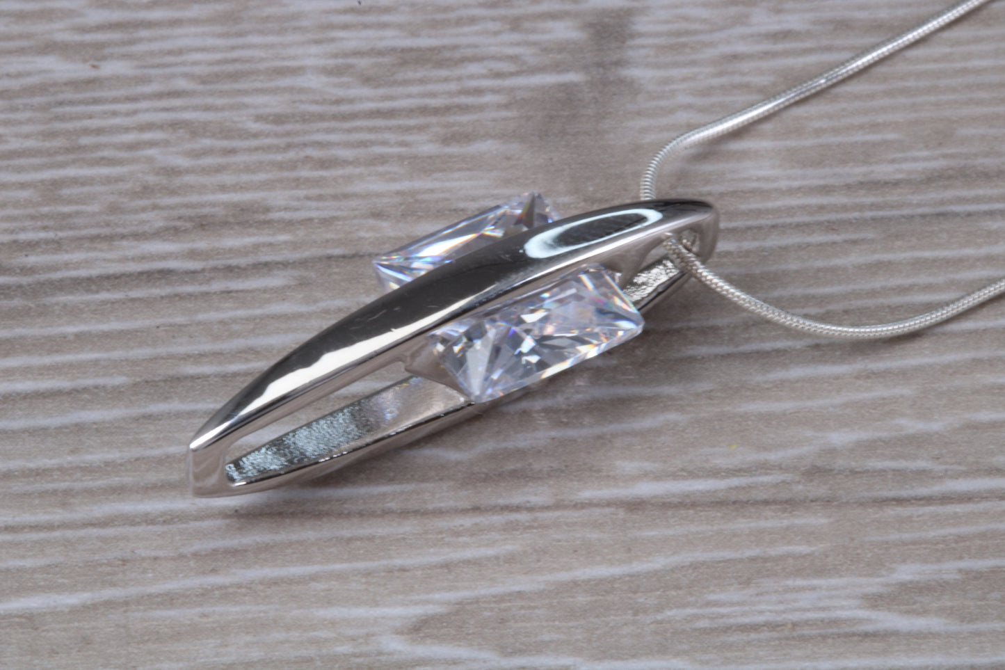 Sterling Silver C Z set Solitaire Necklace