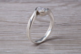 Simple and very elegant real Diamond look ring, sterling silver set with half carat diamond look C Z, very smooth rub over setting