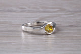 Simple and very elegant real Yellow Sapphire look ring, sterling silver set with half carat Sapphire C Z, very smooth rub over setting