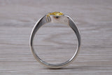 Simple and very elegant real Yellow Sapphire look ring, sterling silver set with half carat Sapphire C Z, very smooth rub over setting