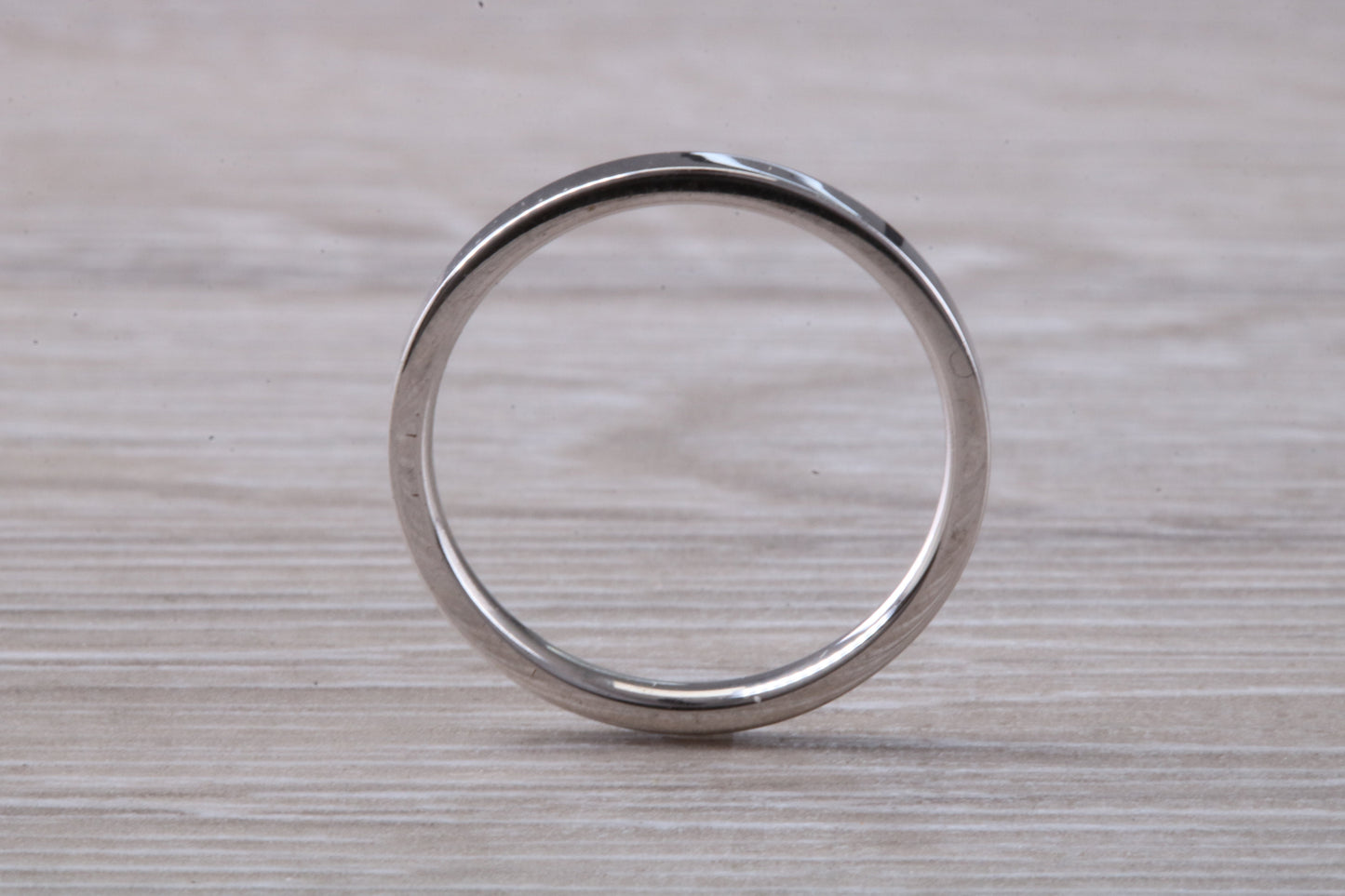 2 mm Wide Flat Comfort Fit Profile Wedding Band, made from solid 9ct White Gold