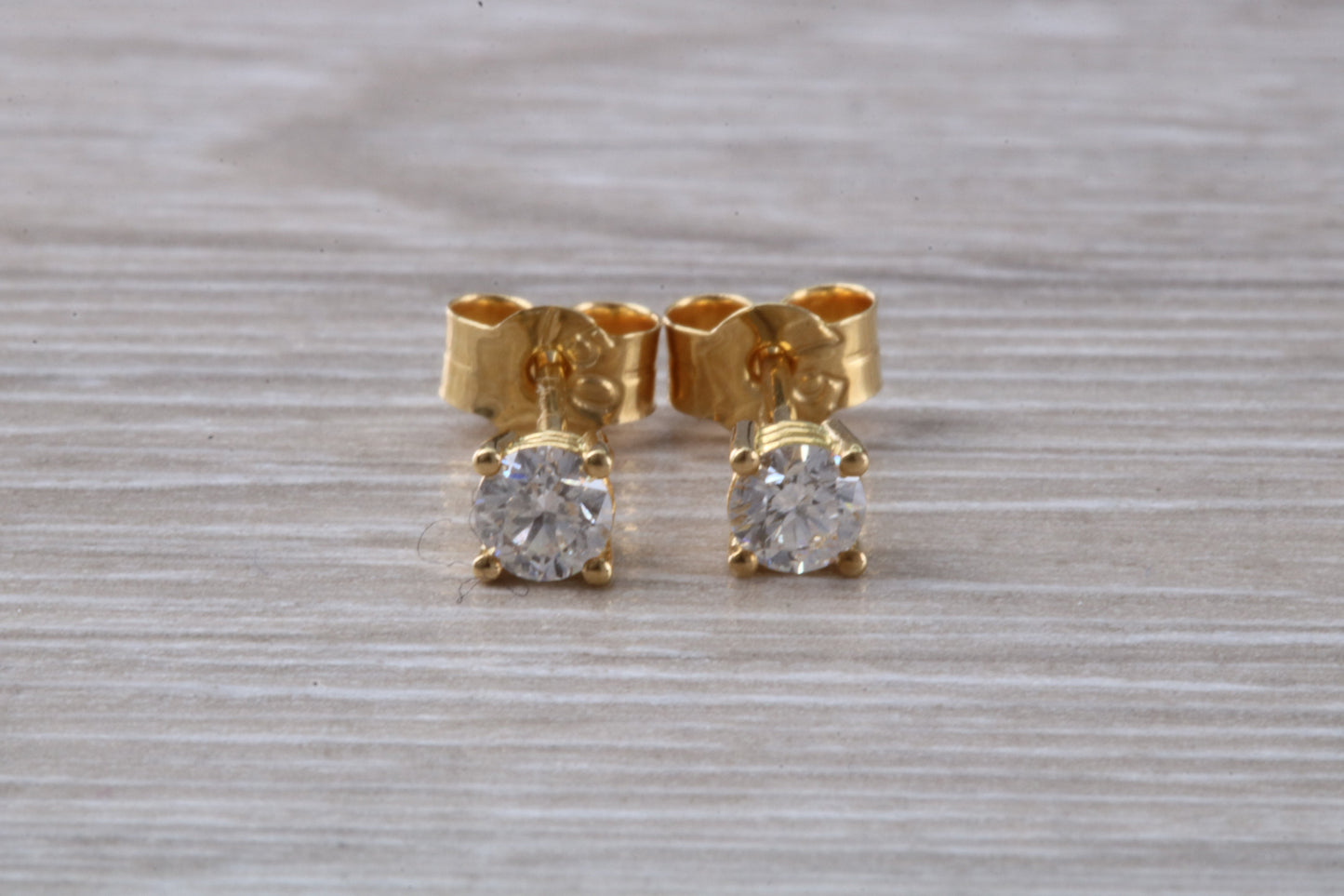 Third of a Carat Diamond Stud Earrings in 18ct Yellow Gold