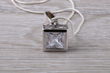 Large C Z set Sterling Silver Necklace
