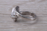 Elegant real Diamond look ring, sterling silver set with Oval cut Diamond white C Z, very unusual design
