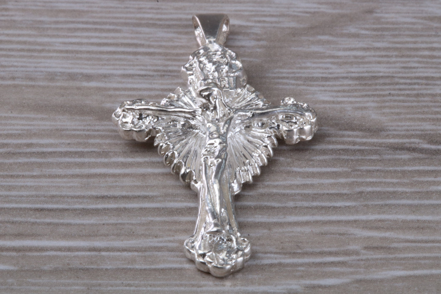 Ornate Sterling Silver Crucifix Necklace
