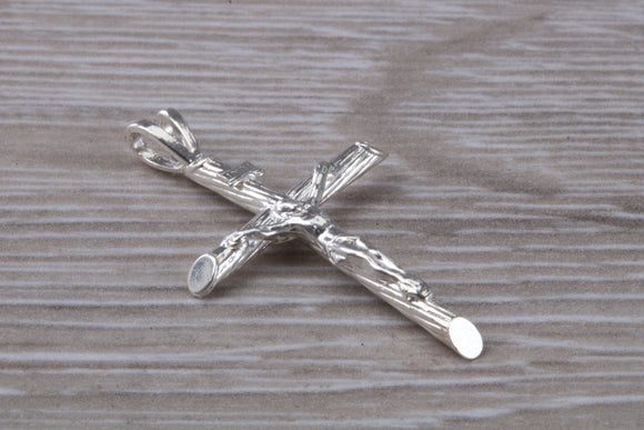 Small Silver Crucifix with Bark Effect Finish
