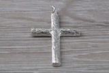 Large Bark Effect Sterling Silver Cross Necklace
