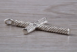 Twisted Rope Effect Sterling Silver Cross