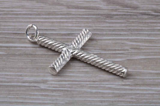 Twisted Rope Effect Sterling Silver Cross