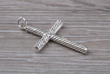 Twisted Rope Effect Sterling Silver Cross