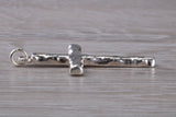 Sterling Silver Tree Bark Effect Cross Necklace