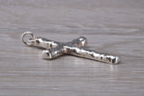Sterling Silver Tree Bark Effect Cross Necklace