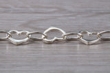 Silver open linked Bracelet with oval and heart shaped links, light weight and suitable for age groups