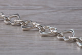Silver open linked Bracelet with oval and heart shaped links, light weight and suitable for age groups
