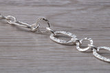 Silver open linked Bracelet with oval and round shaped hammered effect links, light weight and suitable for age groups