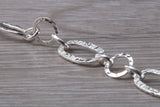 Silver open linked Bracelet with oval and round shaped hammered effect links, light weight and suitable for age groups