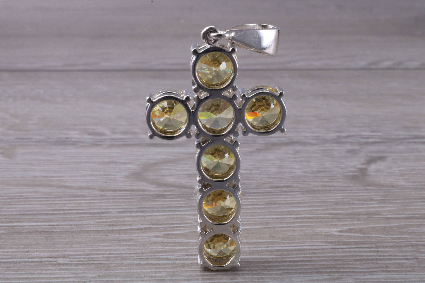 Large and Chunky Sterling Silver Stone set Cross.