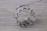 Crown ring, C Z set in solid sterling silver and further rhodium plated for that platinum look