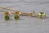 Real Peridot Earrings and Necklace Set, Solid 9ct Yellow Gold