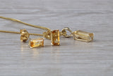 Real Citrine Earrings and Necklace Set, Solid 9ct Yellow Gold