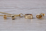 Real Citrine Earrings and Necklace Solid 9ct Yellow Gold