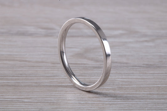 Platinum 2 mm Wide Flat Comfort Fit Profile Wedding Band