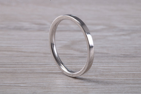 2 mm Wide Flat Comfort Fit Profile Wedding Band, made from solid 9ct White Gold