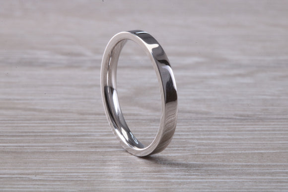 2.50 mm Wide Flat Comfort Fit Profile Wedding Band, made from solid 9ct White Gold