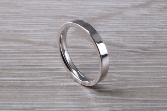 3 mm Wide Flat Comfort Fit Profile Wedding Band, made from solid 9ct White Gold