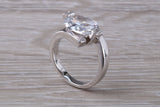 Elegant real Diamond look ring, sterling silver set with Oval cut Diamond white C Z, very unusual design