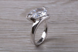Elegant real Diamond look ring, sterling silver set with Oval cut Diamond white C Z, very unusual design