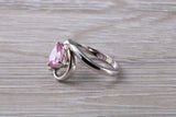 Pink heart shape C Z ring, sterling silver